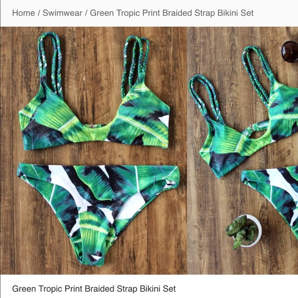 green palm leaf bikini
